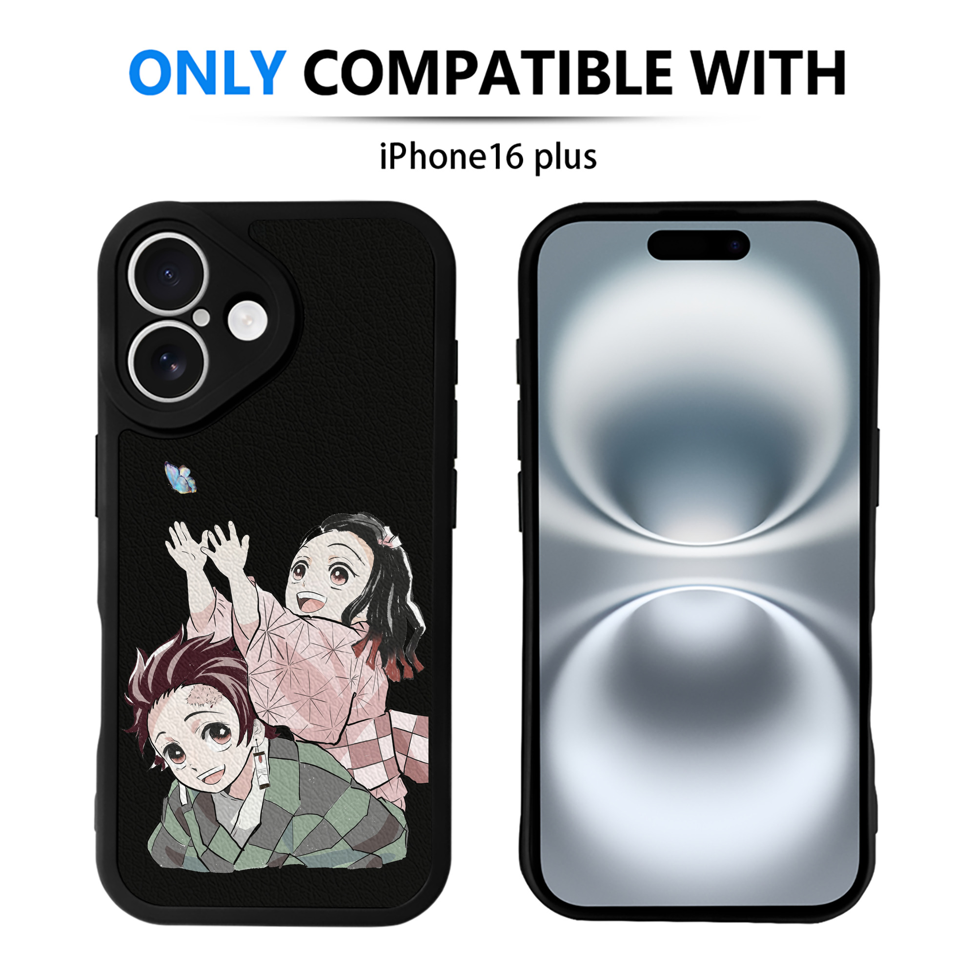 （画像用） 鬼滅の刃（きめつのやいば）竈門 禰󠄀豆子／かまど ねずこ Kamado Nezuko 【iPhone 16シリーズ対応】シリコンスマホケース（レザー調） 材質：シリコン